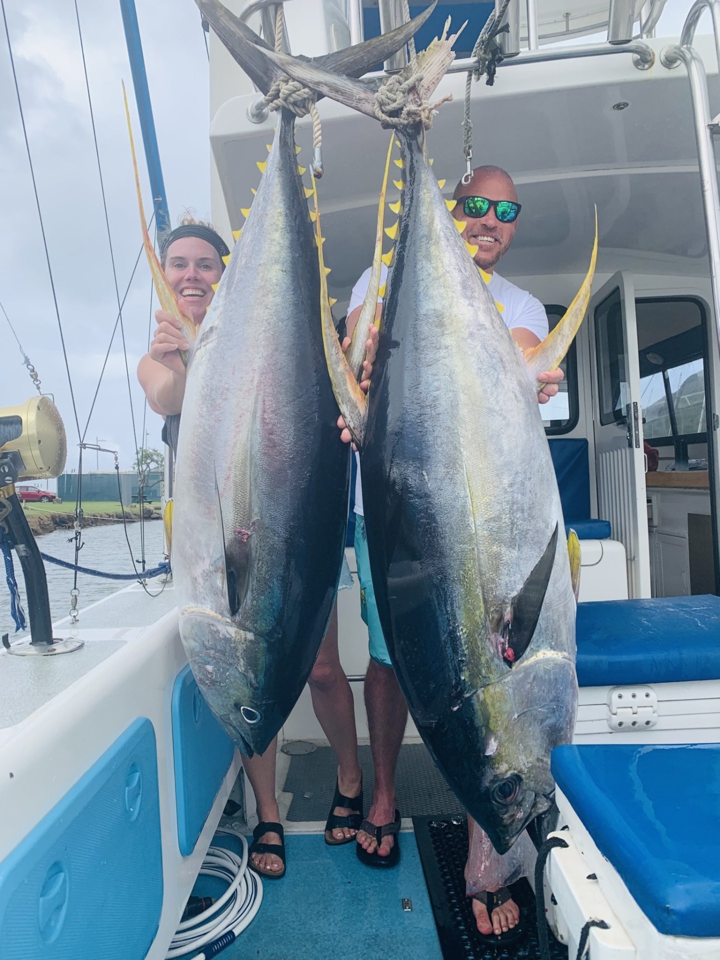 a person holding a fish